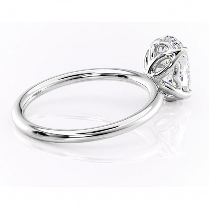 Inel de logodnă Arabeth din aur Alb 14kt cu moissanite tăietură ovală – Solitar rafinată pentru profil înalt | Personalizează și configurează gratuit online [3]