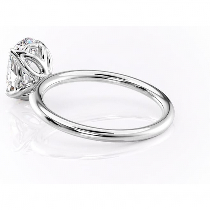 Inel de logodnă Arabeth din aur Alb 14kt cu moissanite tăietură ovală – Solitar rafinată pentru profil înalt | Personalizează și configurează gratuit online [5]