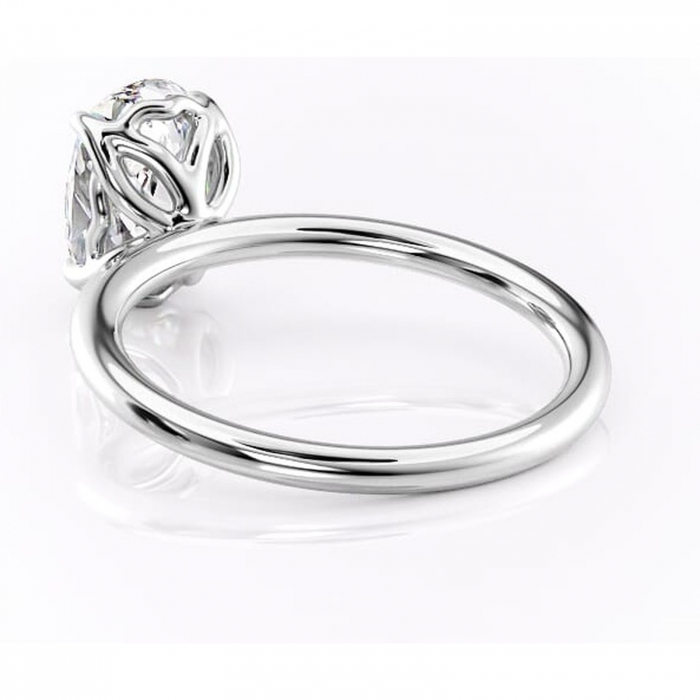 Inel de logodnă Arabeth din aur Alb 14kt cu moissanite tăietură ovală – Solitar rafinată pentru profil înalt | Personalizează și configurează gratuit online [4]