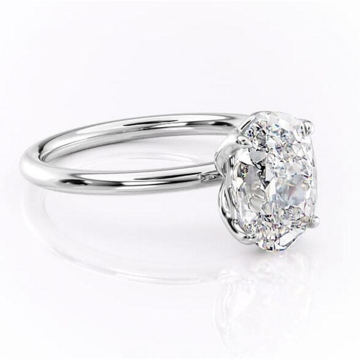 Inel de logodnă Arabeth din aur Alb 14kt cu moissanite tăietură ovală – Solitar rafinată pentru profil înalt | Personalizează și configurează gratuit online [1]
