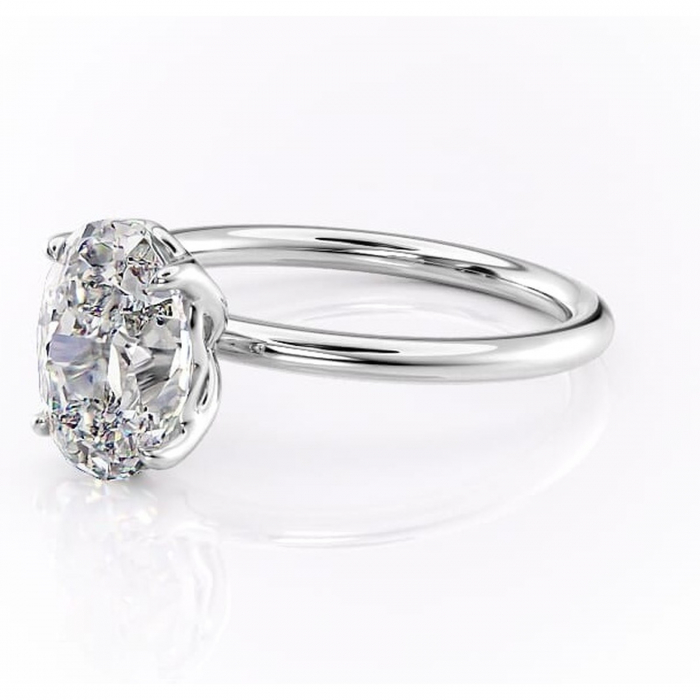 Inel de logodnă Arabeth din aur Alb 14kt cu moissanite tăietură ovală – Solitar rafinată pentru profil înalt | Personalizează și configurează gratuit online [7]
