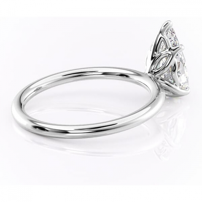 Inel de logodnă Arabeth din aur Alb 14kt cu moissanite tăietură pară – Solitar rafinată pentru profil înalt | Personalizează și configurează gratuit online [3]