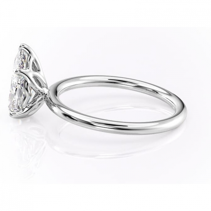 Inel de logodnă Arabeth din aur Alb 14kt cu moissanite tăietură pară – Solitar rafinată pentru profil înalt | Personalizează și configurează gratuit online [6]