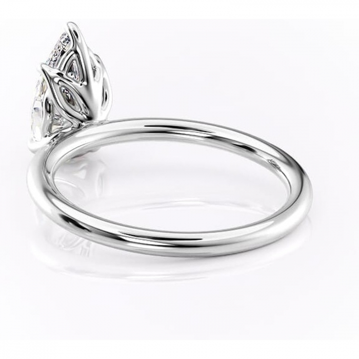 Inel de logodnă Arabeth din aur Alb 14kt cu moissanite tăietură pară – Solitar rafinată pentru profil înalt | Personalizează și configurează gratuit online [4]