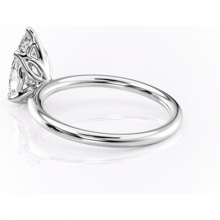 Inel de logodnă Arabeth din aur Alb 14kt cu moissanite tăietură pară – Solitar rafinată pentru profil înalt | Personalizează și configurează gratuit online [5]