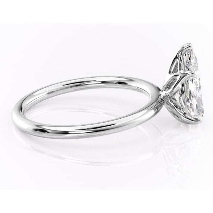 Inel de logodnă Arabeth din aur Alb 14kt cu moissanite tăietură pară – Solitar rafinată pentru profil înalt | Personalizează și configurează gratuit online [2]