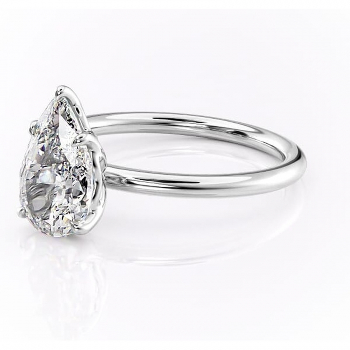 Inel de logodnă Arabeth din aur Alb 14kt cu moissanite tăietură pară – Solitar rafinată pentru profil înalt | Personalizează și configurează gratuit online [7]