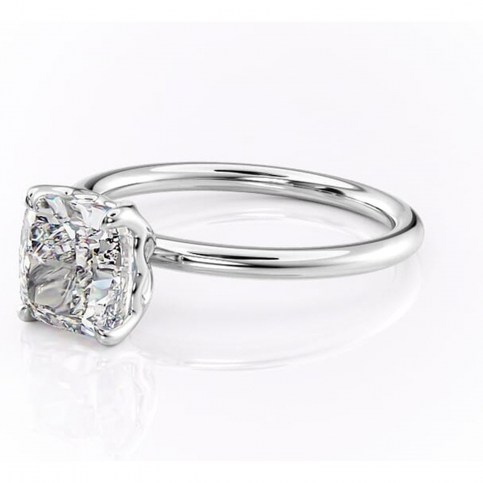 Inel de logodnă Arabeth din aur Alb 14kt cu moissanite tăietură pernă – Solitar rafinată pentru profil înalt | Personalizează și configurează gratuit online [7]