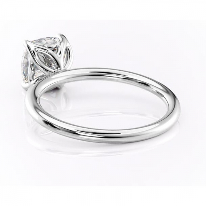 Inel de logodnă Arabeth din aur Alb 14kt cu moissanite tăietură pernă – Solitar rafinată pentru profil înalt | Personalizează și configurează gratuit online [4]