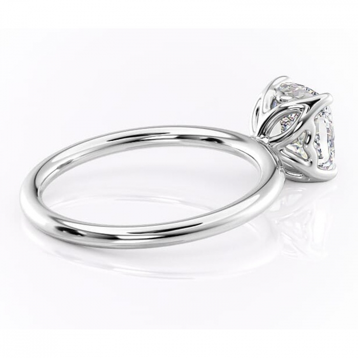 Inel de logodnă Arabeth din aur Alb 14kt cu moissanite tăietură pernă – Solitar rafinată pentru profil înalt | Personalizează și configurează gratuit online [3]