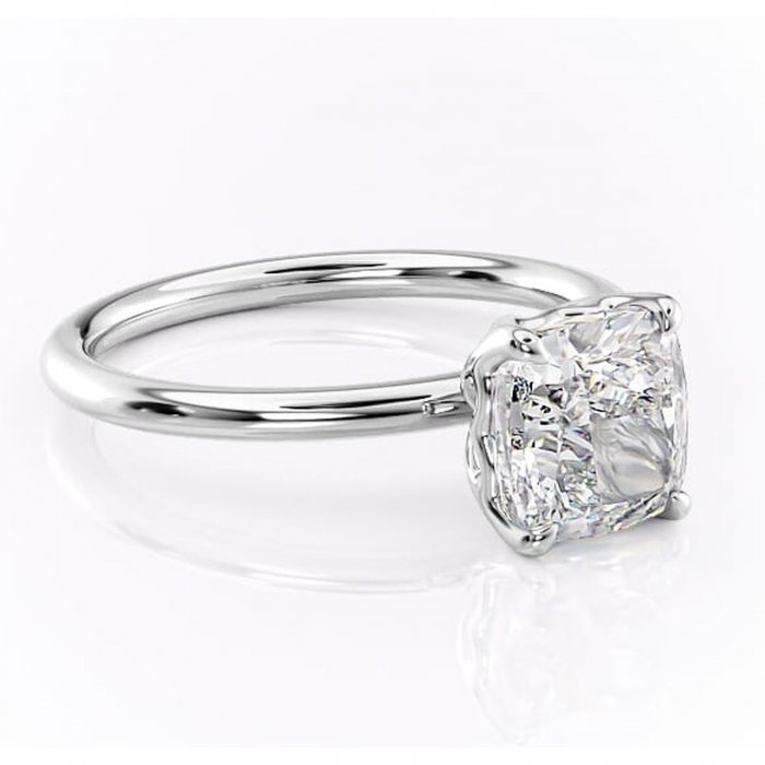 Inel de logodnă Arabeth din aur Alb 14kt cu moissanite tăietură pernă – Solitar rafinată pentru profil înalt | Personalizează și configurează gratuit online [1]