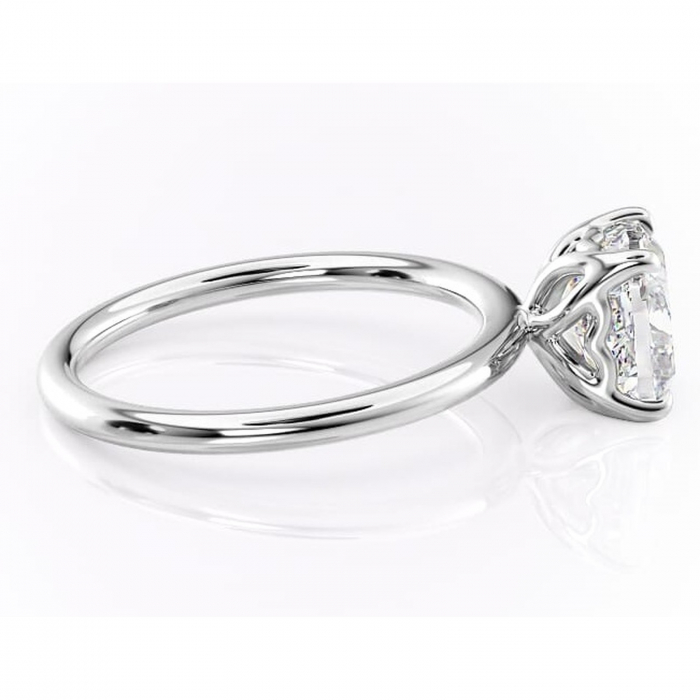 Inel de logodnă Arabeth din aur Alb 14kt cu moissanite tăietură pernă – Solitar rafinată pentru profil înalt | Personalizează și configurează gratuit online [2]