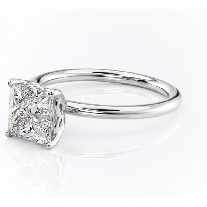 Inel de logodnă Arabeth din aur Alb 14kt cu moissanite tăietură princess – Solitar rafinată pentru profil înalt | Personalizează și configurează gratuit online [7]