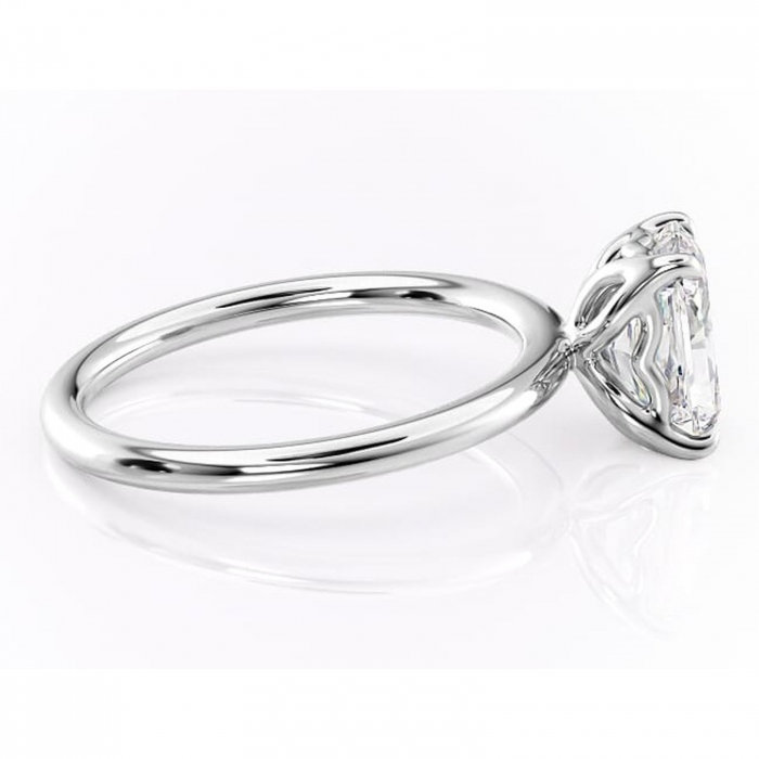 Inel de logodnă Arabeth din aur Alb 14kt cu moissanite tăietură radiantă – Solitar rafinată pentru profil înalt | Personalizează și configurează gratuit online [2]