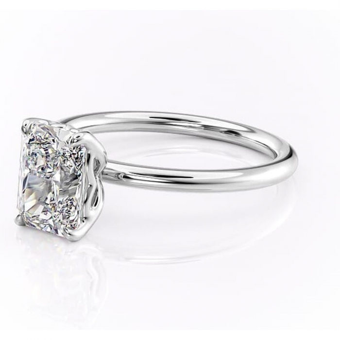 Inel de logodnă Arabeth din aur Alb 14kt cu moissanite tăietură radiantă – Solitar rafinată pentru profil înalt | Personalizează și configurează gratuit online [7]