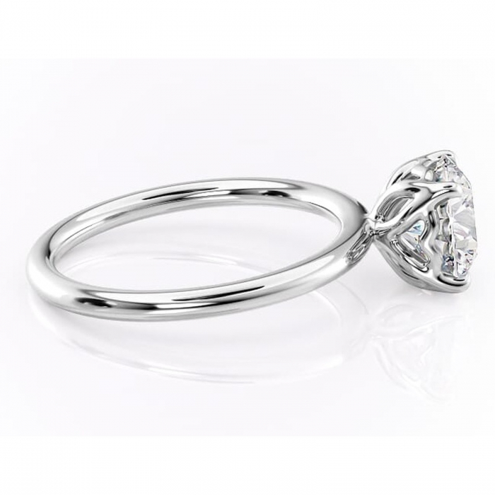 Inel de logodnă Arabeth din aur Alb 14kt cu moissanite tăietură rotundă – Solitar rafinată pentru profil înalt | Personalizează și configurează gratuit online [2]