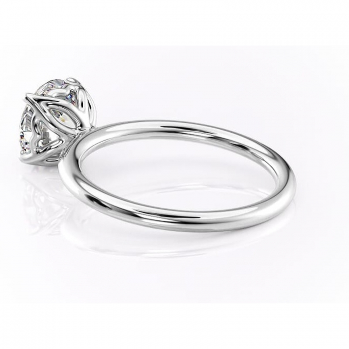 Inel de logodnă Arabeth din aur Alb 14kt cu moissanite tăietură rotundă – Solitar rafinată pentru profil înalt | Personalizează și configurează gratuit online [5]