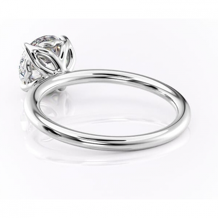 Inel de logodnă Arabeth din aur Alb 14kt cu moissanite tăietură rotundă – Solitar rafinată pentru profil înalt | Personalizează și configurează gratuit online [4]
