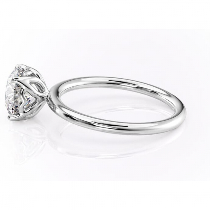 Inel de logodnă Arabeth din aur Alb 14kt cu moissanite tăietură rotundă – Solitar rafinată pentru profil înalt | Personalizează și configurează gratuit online [6]