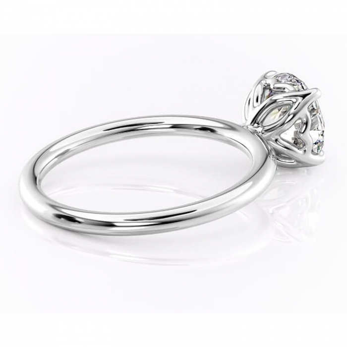 Inel de logodnă Arabeth din aur Alb 14kt cu moissanite tăietură rotundă – Solitar rafinată pentru profil înalt | Personalizează și configurează gratuit online [3]