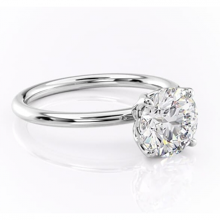 Inel de logodnă Arabeth din aur Alb 14kt cu moissanite tăietură rotundă – Solitar rafinată pentru profil înalt | Personalizează și configurează gratuit online [1]