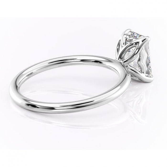 Inel de logodnă Arabeth din aur Alb 14kt cu moissanite tăietură smarald – Solitar rafinată pentru profil înalt | Personalizează și configurează gratuit online [3]