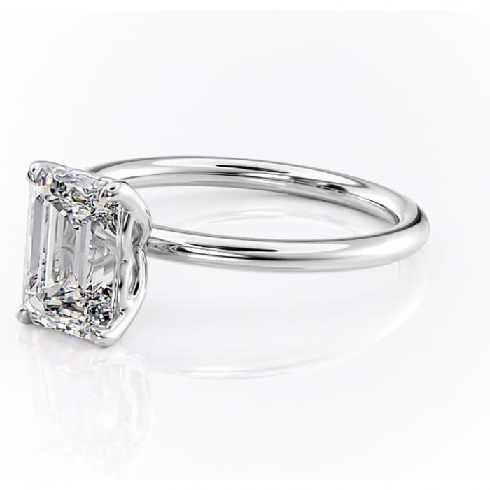 Inel de logodnă Arabeth din aur Alb 14kt cu moissanite tăietură smarald – Solitar rafinată pentru profil înalt | Personalizează și configurează gratuit online [7]