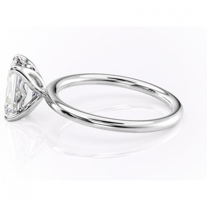 Inel de logodnă Arabeth din aur Alb 14kt cu moissanite tăietură smarald – Solitar rafinată pentru profil înalt | Personalizează și configurează gratuit online [6]