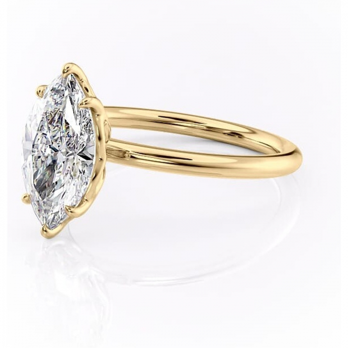 Inel de logodnă Arabeth din aur Galben 14kt cu moissanite tăietură marquise – Solitar rafinată pentru profil înalt | Personalizează și configurează gratuit online [7]