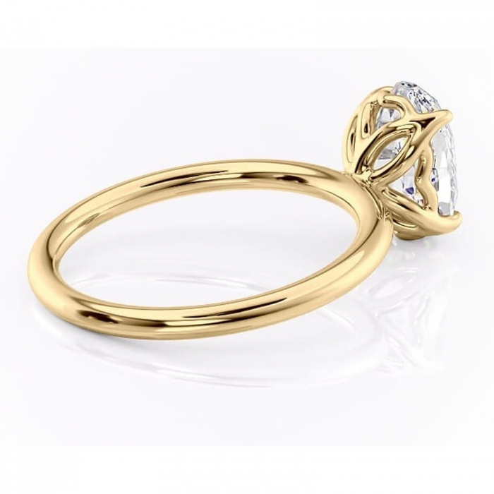 Inel de logodnă Arabeth din aur Galben 18kt cu moissanite tăietură ovală – Solitar rafinată pentru profil înalt | Personalizează și configurează gratuit online [3]