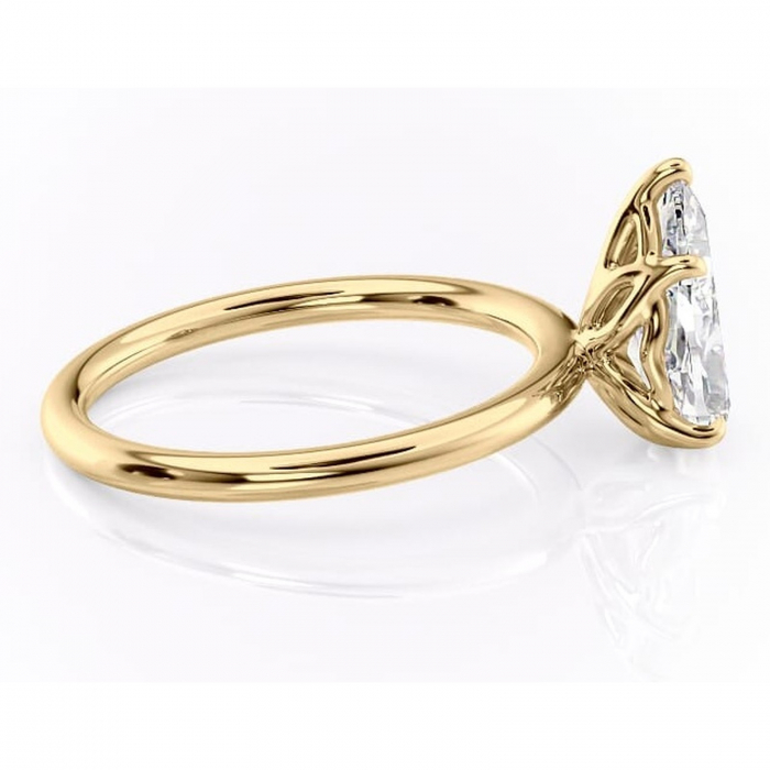 Inel de logodnă Arabeth din aur Galben 18kt cu moissanite tăietură pară – Solitar rafinată pentru profil înalt | Personalizează și configurează gratuit online [2]