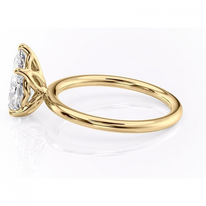 Inel de logodnă Arabeth din aur Galben 18kt cu moissanite tăietură pară – Solitar rafinată pentru profil înalt | Personalizează și configurează gratuit online [6]