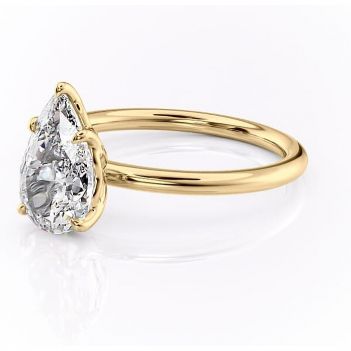 Inel de logodnă Arabeth din aur Galben 18kt cu moissanite tăietură pară – Solitar rafinată pentru profil înalt | Personalizează și configurează gratuit online [7]