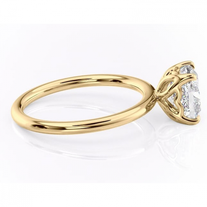Inel de logodnă Arabeth din aur Galben 18kt cu moissanite tăietură pernă – Solitar rafinată pentru profil înalt | Personalizează și configurează gratuit online [2]
