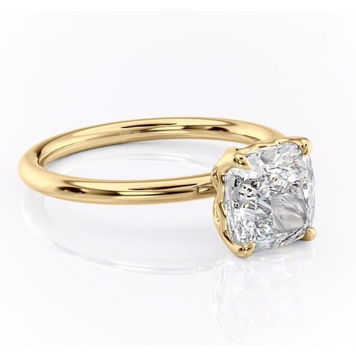 Inel de logodnă Arabeth din aur Galben 18kt cu moissanite tăietură pernă – Solitar rafinată pentru profil înalt | Personalizează și configurează gratuit online [1]
