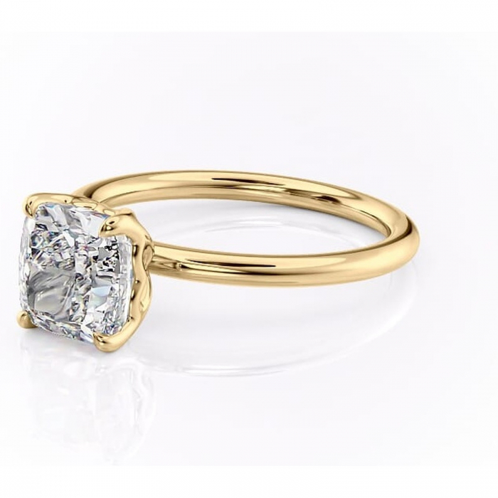 Inel de logodnă Arabeth din aur Galben 18kt cu moissanite tăietură pernă – Solitar rafinată pentru profil înalt | Personalizează și configurează gratuit online [7]