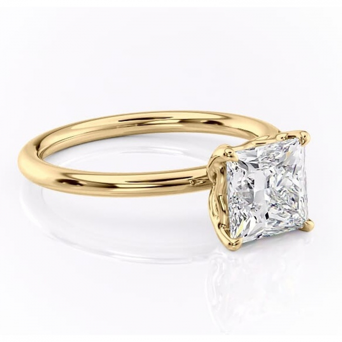 Inel de logodnă Arabeth din aur Galben 14kt cu moissanite tăietură princess – Solitar rafinată pentru profil înalt | Personalizează și configurează gratuit online [1]