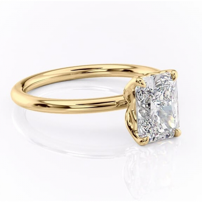 Inel de logodnă Arabeth din aur Galben 14kt cu moissanite tăietură radiantă – Solitar rafinată pentru profil înalt | Personalizează și configurează gratuit online [1]