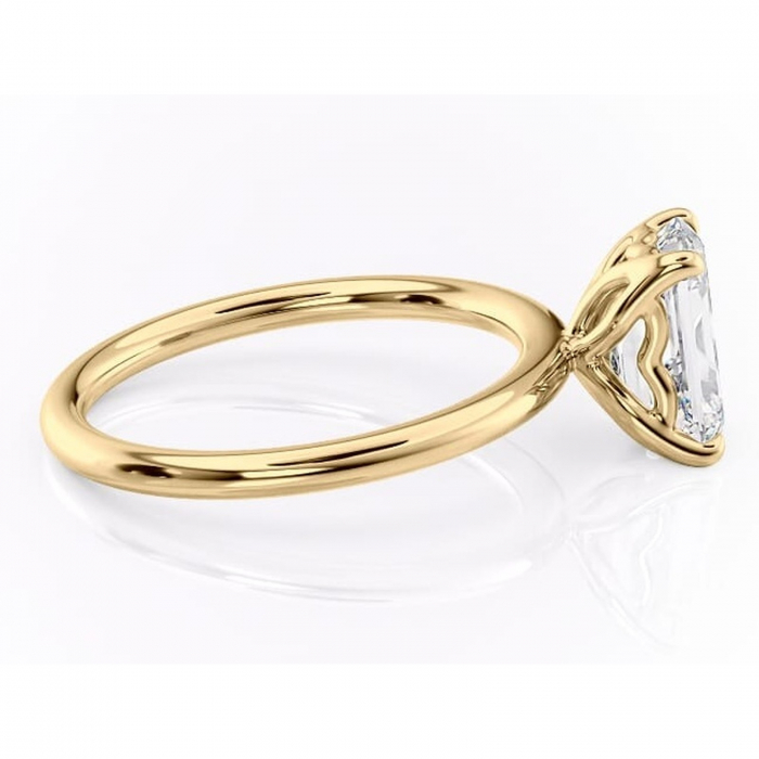 Inel de logodnă Arabeth din aur Galben 14kt cu moissanite tăietură smarald – Solitar rafinată pentru profil înalt | Personalizează și configurează gratuit online [2]
