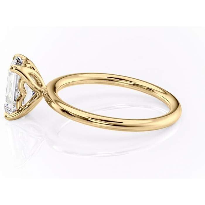 Inel de logodnă Arabeth din aur Galben 14kt cu moissanite tăietură smarald – Solitar rafinată pentru profil înalt | Personalizează și configurează gratuit online [6]