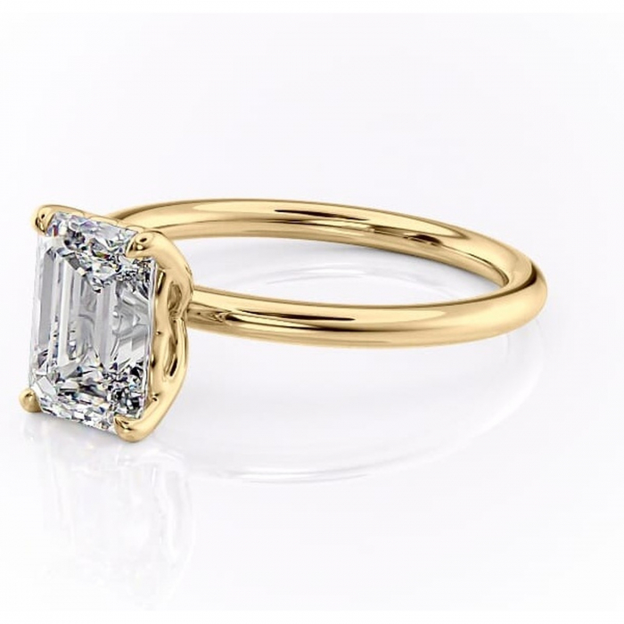 Inel de logodnă Arabeth din aur Galben 14kt cu moissanite tăietură smarald – Solitar rafinată pentru profil înalt | Personalizează și configurează gratuit online [7]