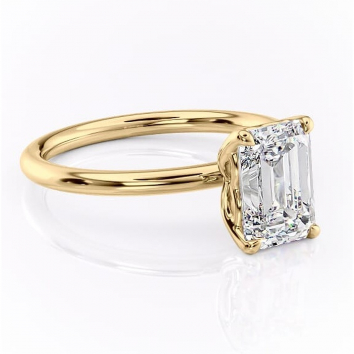 Inel de logodnă Arabeth din aur Galben 14kt cu moissanite tăietură smarald – Solitar rafinată pentru profil înalt | Personalizează și configurează gratuit online [1]