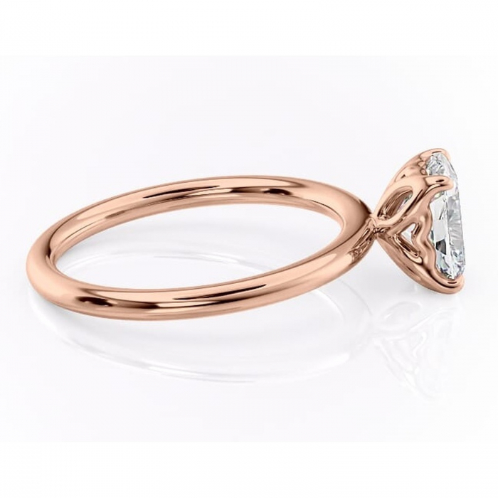 Inel de logodnă Arabeth din aur Rose 14kt cu moissanite tăietură asscher – Solitar rafinată pentru profil înalt | Personalizează și configurează gratuit online [2]