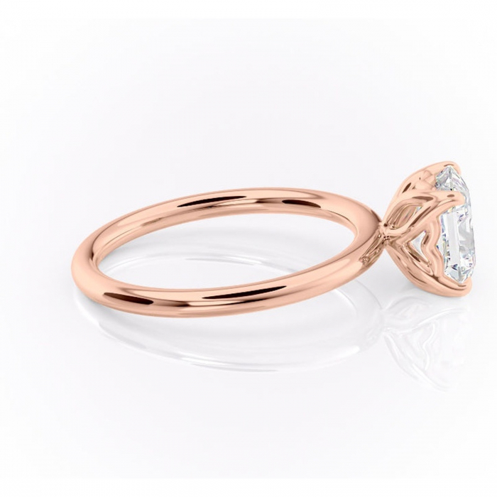 Inel de logodnă Arabeth din aur Rose 14kt cu moissanite tăietură asscher – Solitar rafinată pentru profil înalt | Personalizează și configurează gratuit online [2]