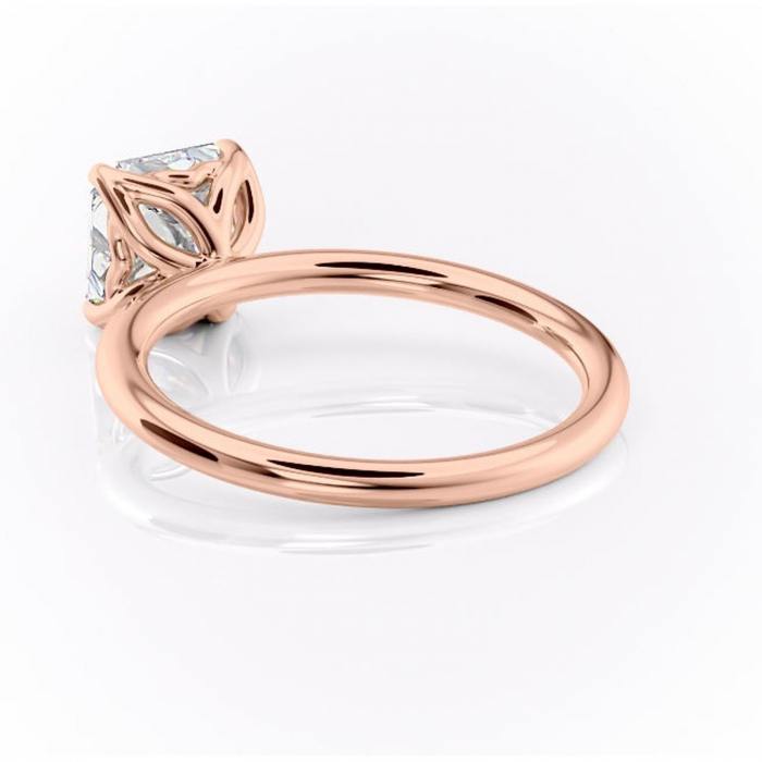 Inel de logodnă Arabeth din aur Rose 14kt cu moissanite tăietură asscher – Solitar rafinată pentru profil înalt | Personalizează și configurează gratuit online [4]