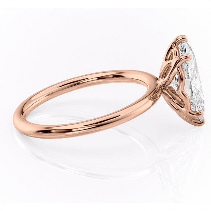 Inel de logodnă Arabeth din aur Rose 14kt cu moissanite tăietură marquise – Solitar rafinată pentru profil înalt | Personalizează și configurează gratuit online [2]