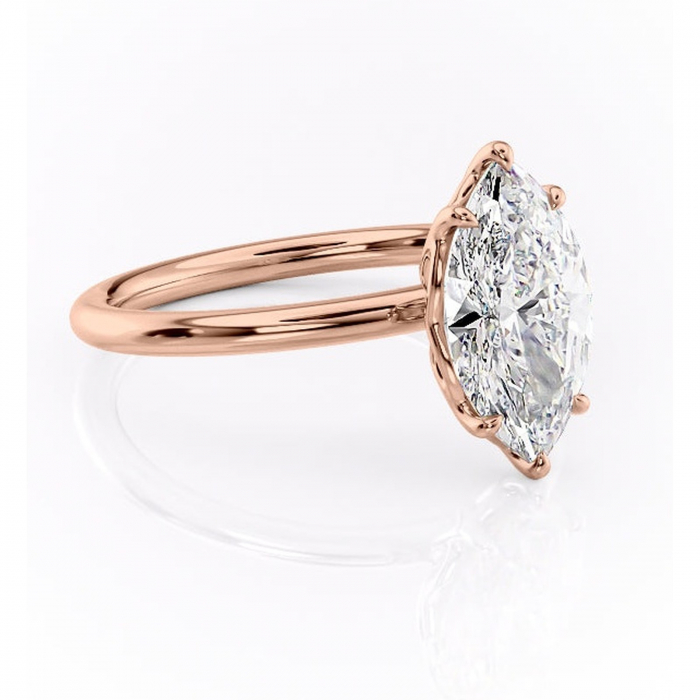 Inel de logodnă Arabeth din aur Rose 14kt cu moissanite tăietură marquise – Solitar rafinată pentru profil înalt | Personalizează și configurează gratuit online [1]