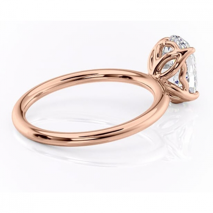 Inel de logodnă Arabeth din aur Rose 14kt cu moissanite tăietură ovală – Solitar rafinată pentru profil înalt | Personalizează și configurează gratuit online [3]
