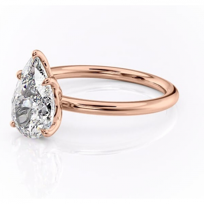 Inel de logodnă Arabeth din aur Rose 18kt cu moissanite tăietură pară – Solitar rafinată pentru profil înalt | Personalizează și configurează gratuit online [7]