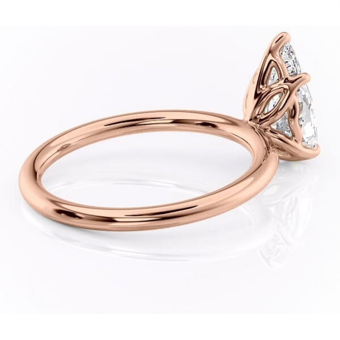 Inel de logodnă Arabeth din aur Rose 18kt cu moissanite tăietură pară – Solitar rafinată pentru profil înalt | Personalizează și configurează gratuit online [3]